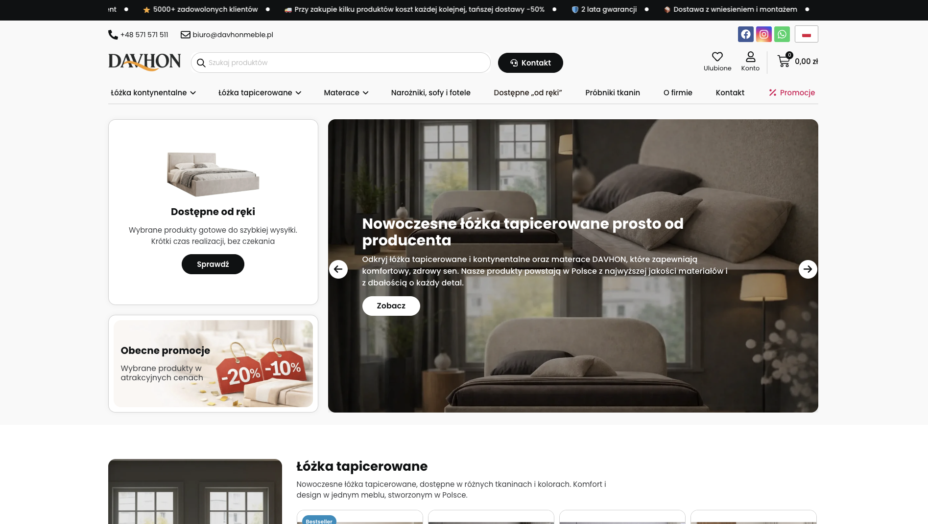 Strona internetowa DAVHON Meble - Producent łóżek i materacy