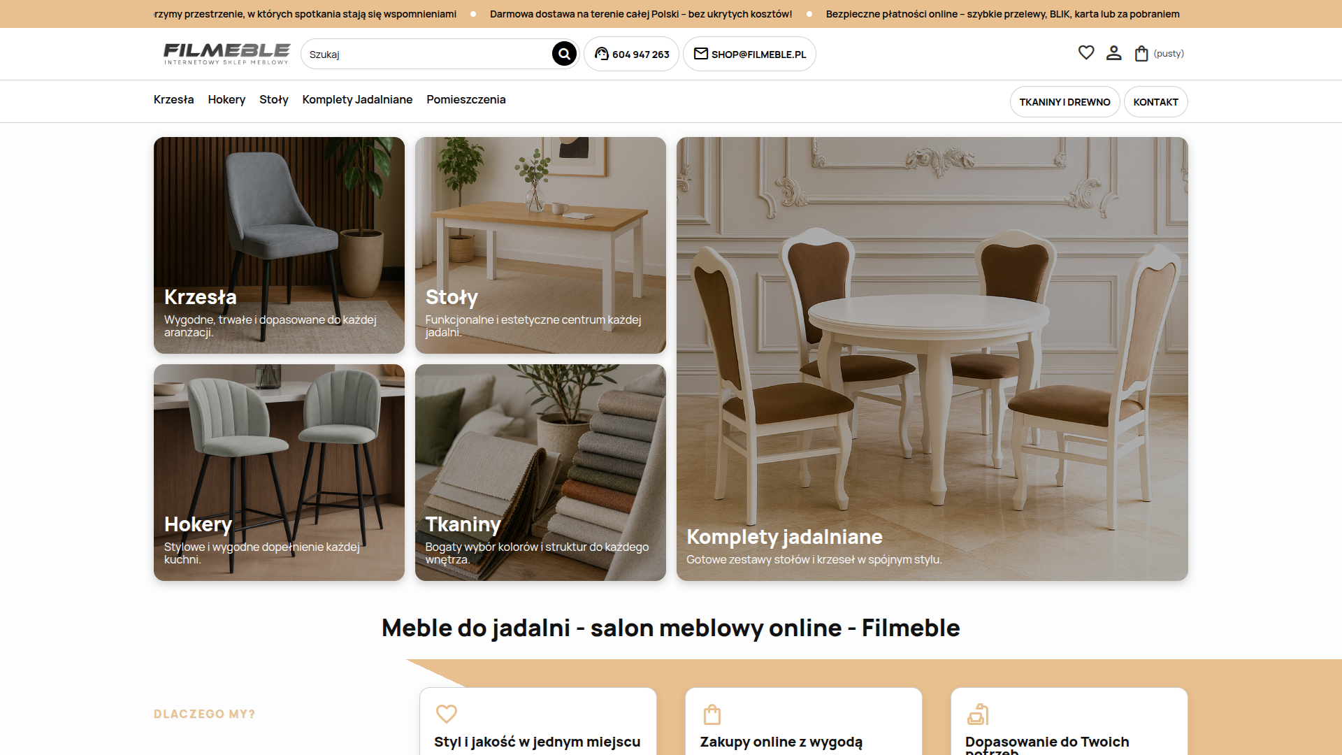 Strona internetowa Filmeble - Salon meblowy online
