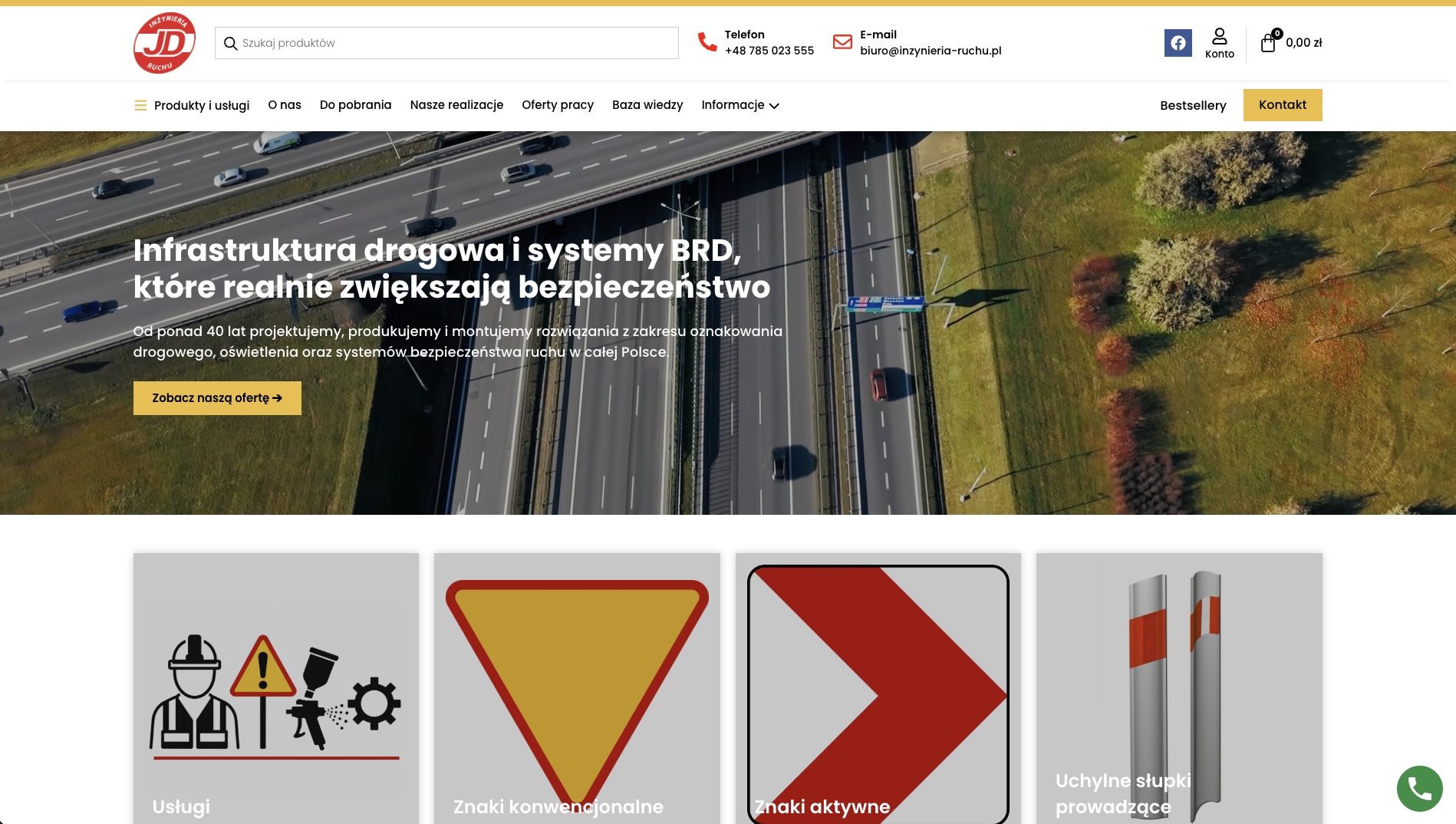 Strona internetowa JD Inżynieria Ruchu - Infrastruktura drogowa i BRD