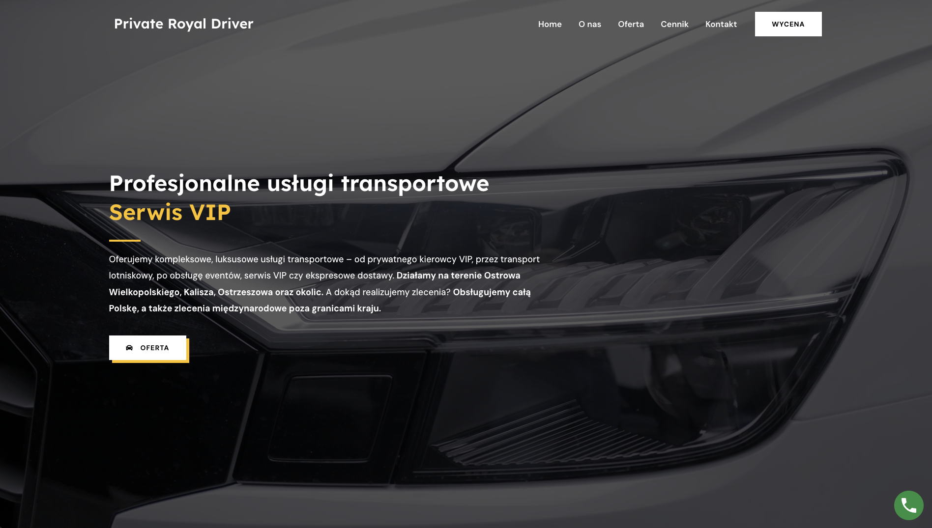 Strona internetowa Private Royal Driver