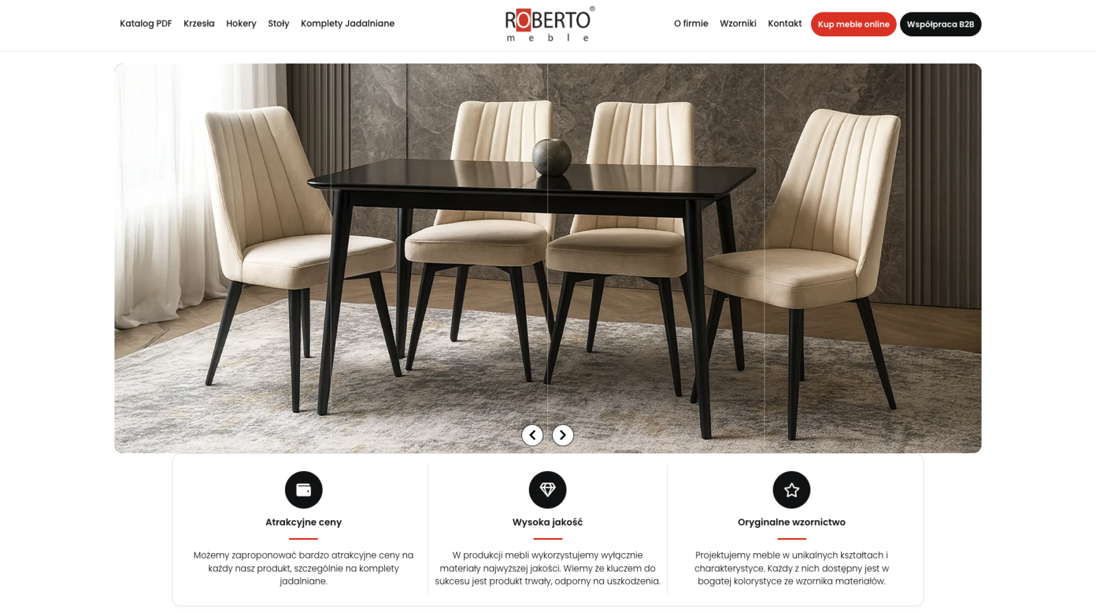 Strona internetowa ROBERTO Meble