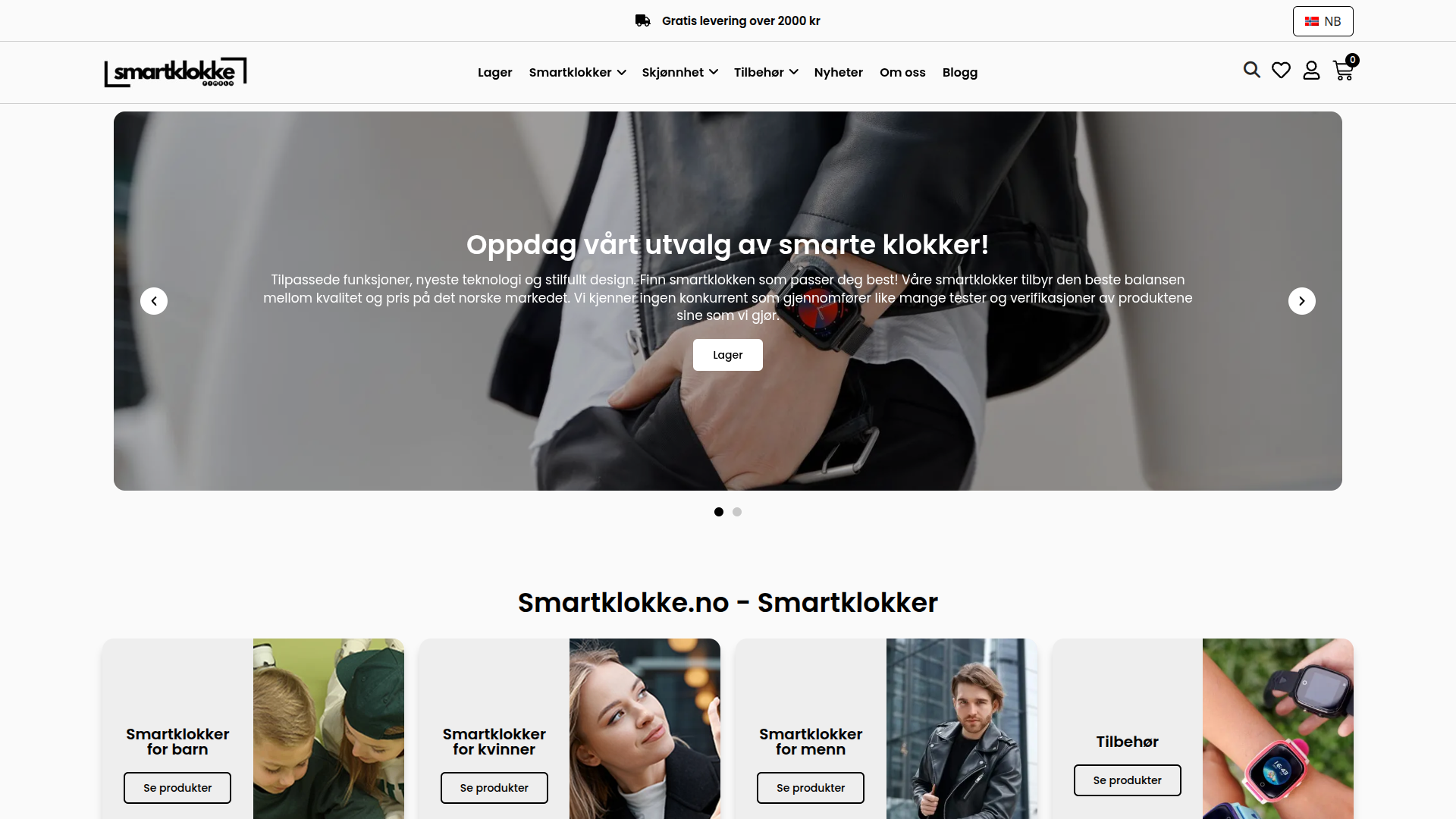 Strona internetowa SmartKlokke - Smartwatche - rynek norweski