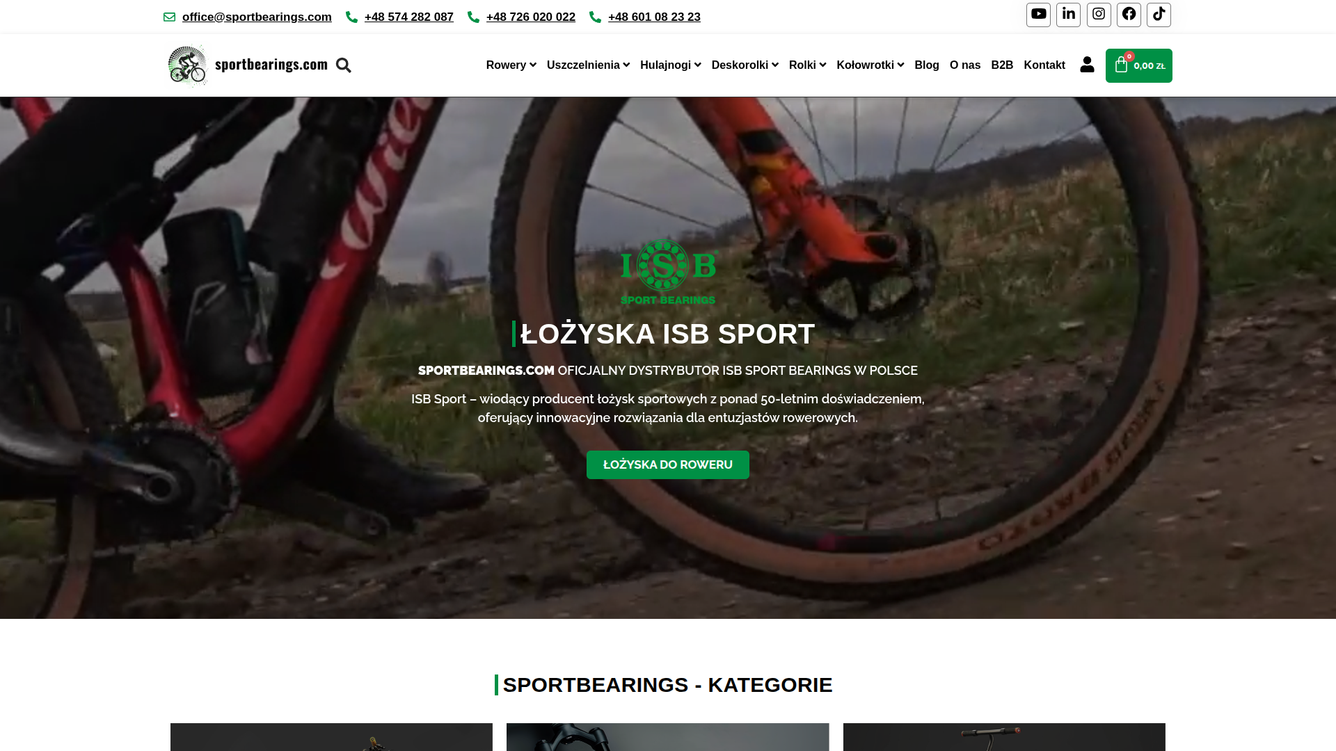 Strona internetowa SportBearings - Łożyska sportowe